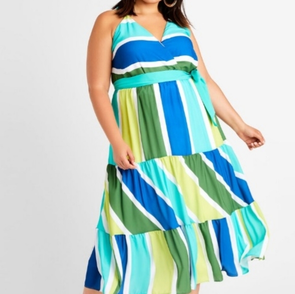 Ashley Stewart Dresses & Skirts - ⭐️Ashley Stewart V neck maxi dress empire w in aqua colors  size 26-28.